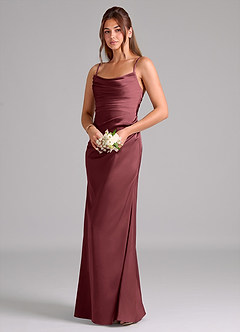Azazie Lucille Bridesmaid Dresses Merlot Mermaid Strapless Stretch Satin Convertible Dress image3