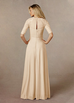 Azazie Raelyn Mother of the Bride Dresses Champagne A-Line Lace Mesh Dress image7