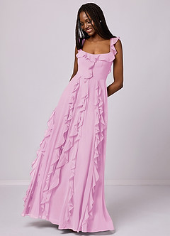 Barbie ♥ Azazie Bridesmaid Dresses Candy Pink A-Line with Pockets Chiffon Dress image5