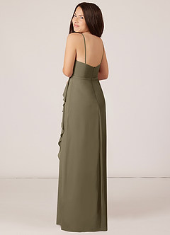 Azazie Kaylee Junior Abito A-Line in Chiffon Con Cintura Willow Green image5