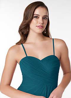 Azazie Arabella Allure Bridesmaid Dresses Ink Blue A-Line Sweetheart Neckline Chiffon Convertible Dress image6