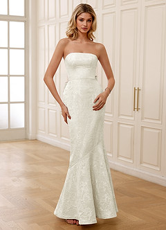 Jiral Crema Abito da ballo in jacquard a sirena image3