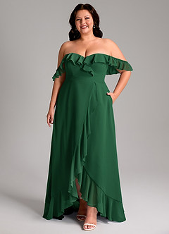Azazie Lyra Bridesmaid Dresses Dark Green A-Line Chiffon Convertible Dress image11