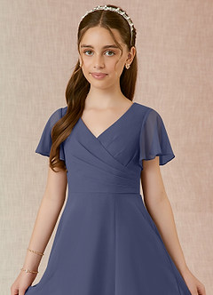 Azazie Induh Junior Stormy A-Line Ruched Chiffon Dress image4