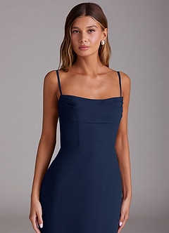 Azazie Saige Bridesmaid Dresses Dark Navy A-Line Off the Shoulder Chiffon Convertible Dress image2