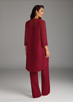Azazie Maura Mother of the Bride Dresses Burgundy Jumpsuit/Pantsuit Sequins Chiffon Dress image4