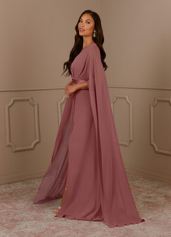Azazie Isa Mother of the Bride Dresses Desert Rose A-Line V-Neck Pleated Chiffon Dress image2