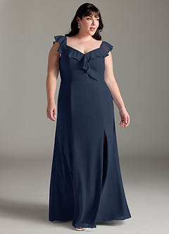 Azazie Sophie Bridesmaid Dresses Dark Navy A-Line Off the Shoulder Chiffon Convertible Dress image9
