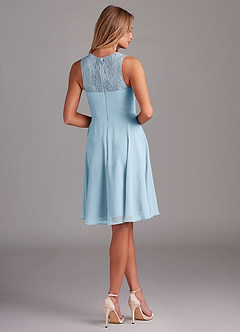 Azazie Vina Bridesmaid Dresses Sky Blue A-Line Lace Chiffon Dress image2