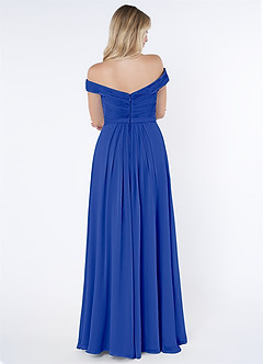 Azazie Audrianna Jurken voor bruidsmeisjes Converteerbaar Jurk van Chiffon met A-Lijn Off-the-shoulder verzameld Koningsblauw image3