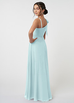 Azazie Aidy Junior A-Linie Schleifen Chiffon Kleid Seegrün image4