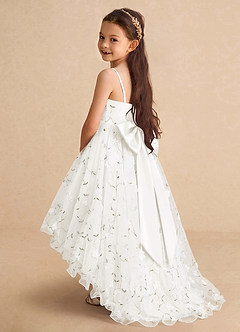 Azazie Celia Flower Girl Dresses Ivory A-Line Spaghetti Strap Tulle Dress image1
