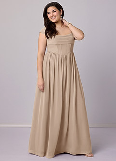 Barbie ♥ Azazie Bridesmaid Dresses Taupe A-Line Corset Chiffon Dress image10