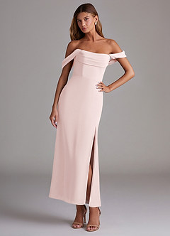 Azazie Saige Abiti da Damigella Abito Convertibile Sirena in Chiffon a Spalla Scoperta Rosa Rossore image4