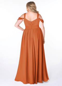 Azazie Lianne Jurken voor bruidsmeisjes Jurk van Chiffon met A-Lijn Off the Shoulder Kaneel image8
