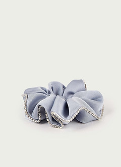 front Stone Studded Satin Hair Scrunchie