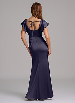 Azazie Elkie 신부 들러리 드레스 인어 스퀘어 네크라인 스트레치 새틴 바닥 길이 드레스 image2