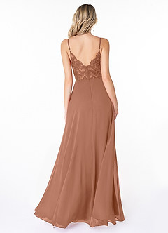 Azazie Lena Bridesmaid Dresses Bronzer A-Line Lace Chiffon Dress image2