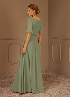 Azazie Tricia Mother of the Bride Dresses Pistachio A-Line V-Neck Pleated Chiffon Dress image3