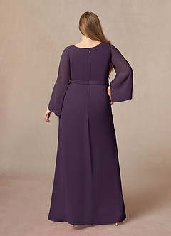 Azazie Belinda Mère de la mariée Robes Robe Trapèze en Mousseline de soie Col V plissé Prune image7