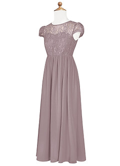 Azazie Delevingne Junior A-Linie Spitze Chiffon Kleid Dämmerung image8