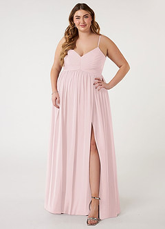 Azazie Alia Bridesmaid Dresses Blushing Pink A-Line Pleated Chiffon Dress image6