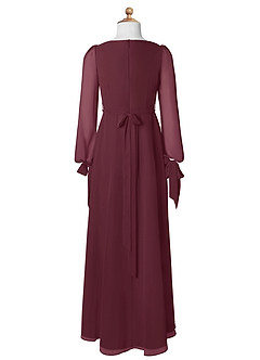 Azazie Leonia Junior Cabernet A-Line with Pockets Chiffon Dress image8
