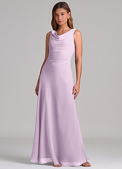 Azazie Nerine Brudtärnklänningar Klä av A-Linje i Chiffong Plisserad Frostad Lila image3