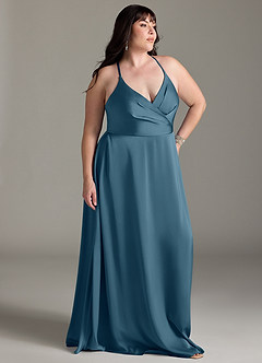 Azazie Davis Bridesmaid Dresses Bermuda A-Line Pleated Stretch Satin Dress image9