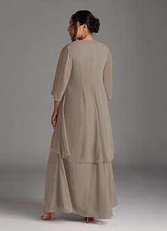 Azazie Manuella Mother of the Bride Dresses Taupe A-Line V-Neck Pleated Chiffon Dress image15