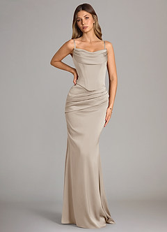 Azazie Sorrel Bridesmaid Dresses Frost Mermaid Strapless Stretch Satin Convertible Dress image6