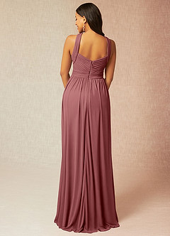 Azazie Hillian Bridesmaid Dresses Amethyst A-Line Halter Pleated Mesh Dress image2
