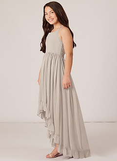Azazie Sarafina Junior A-Linie Spitze Chiffon Kleid Frost image3