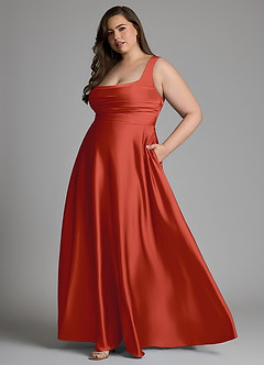 Azazie Azaria Vestidos de damas de honor Vestido Óxido de Satén Elástico de Línea A con Corsé image10
