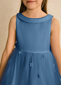 Azazie Angel Abiti da Ragazza di Fiori Abito Principessa in Tulle Fiocco Crepuscolo image7