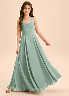 Azazie Kady Junior Agave A-Line Sweetheart Neckline Chiffon Dress image4