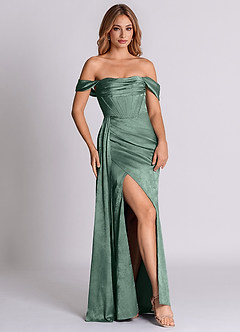 Azazie Amyra Brudtärnklänningar Klä av Sjöjungfru i Jacquard Av axeln Eukalyptus image6