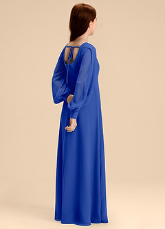 Azazie Bondi Junior Abito A-Line in Chiffon Blusa Blu Reale image6