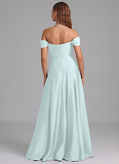 Azazie Seriana Suknie dla druhen Linia A Zza ramienia Satyna elastyczna Do ziemi Sukienka image5