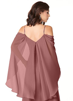 Azazie Cienna Bridesmaid Dresses Desert Rose A-Line Long Sleeve Chiffon Dress image3