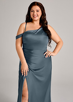 Azazie Madelyn Bridesmaid Dresses Twilight Mermaid One Shoulder Stretch Satin Convertible Dress image11