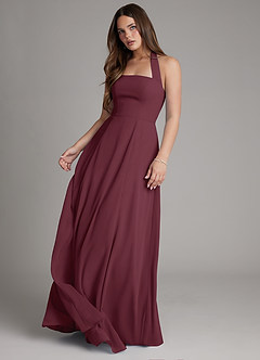 Azazie Irina Bridesmaid Dresses Cabernet A-Line Pleated Chiffon Dress image2