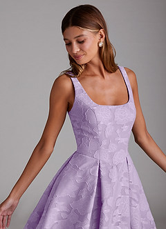 Azazie Amalie Bridesmaid Dresses Lilac A-Line Pleated Floral Burnout Dress image5