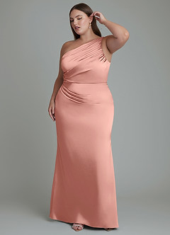 Azazie Akilah Bridesmaid Dresses Rosette Mermaid One Shoulder Stretch Satin Dress image10