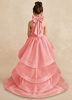 Azazie Bev Flower Girl Dresses Coral A-Line Convertible Tulle Dress image1