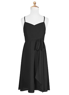Azazie Doll Junior Black A-Line Bow Chiffon Dress image5