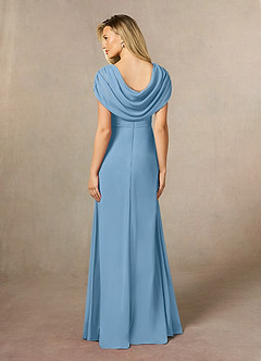 Azazie Mary Abiti per la Madre della Sposa Abito A-Line in Chiffon Spacco Laterale Blu Acciaio image3