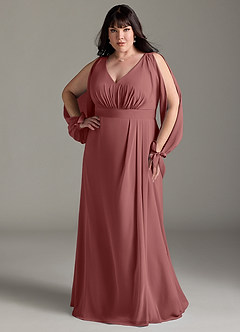 Azazie Matilda Bridesmaid Dresses Amethyst A-Line Long Sleeve Chiffon Dress image9