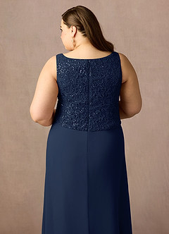 Azazie Cornelia Mother of the Bride Dresses Dark Navy Sheath Square Neckline Sequins Chiffon Dress image27