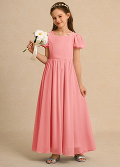 Azazie Joss Flower Girl Dresses Coral A-Line with Sleeves Chiffon Dress image9